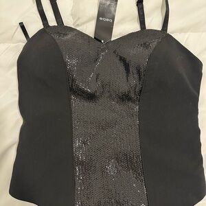 Bebe Black Sequin Top
